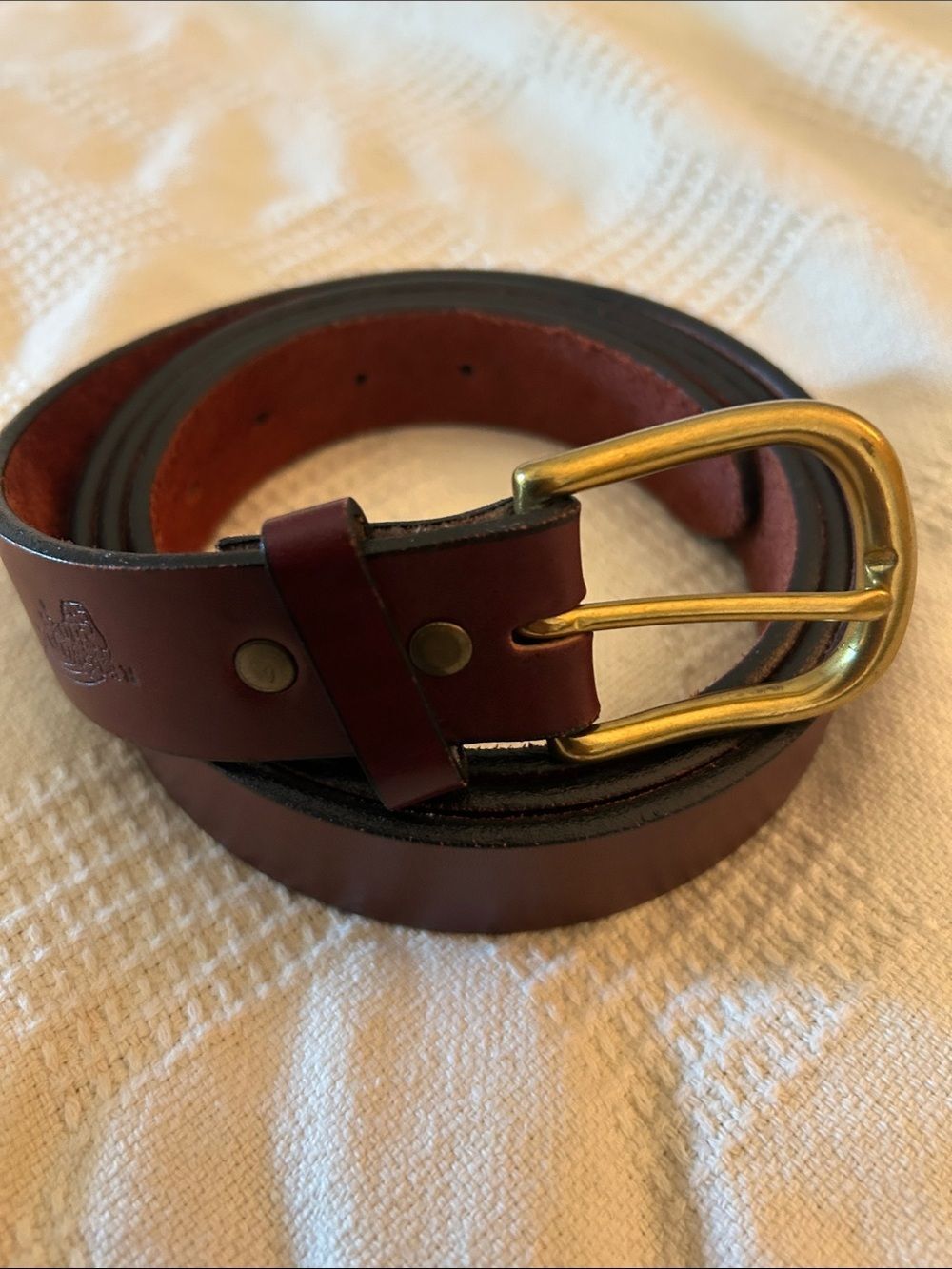 Red Wing Shoes Brown Leather Belt with Stamped Logo 54”